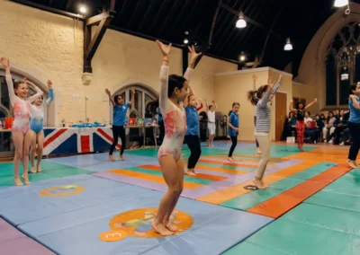 Children performing their gymnastics routine during the KCGA Christmas 2023 event in Kensington London.
