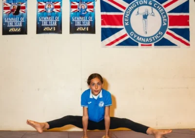 Child performing strength drills during an Easter gymnastics session at KCGA London