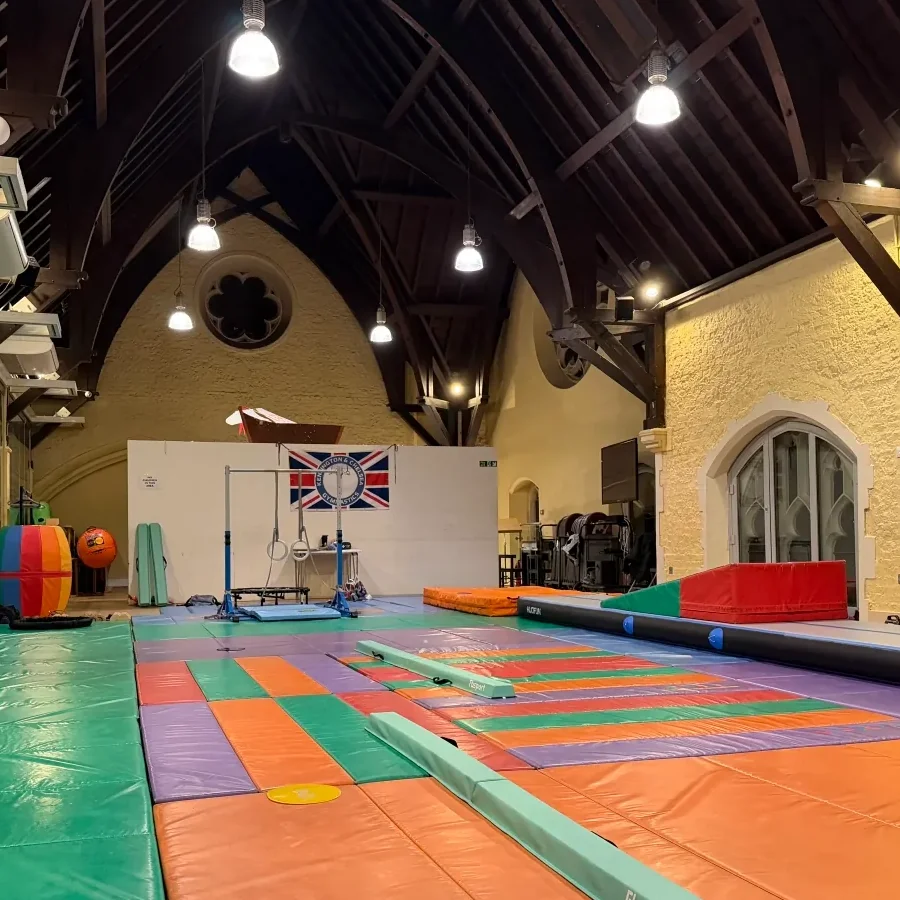 Gymnastics training venue at St Philip’s Church in Kensington London W8
