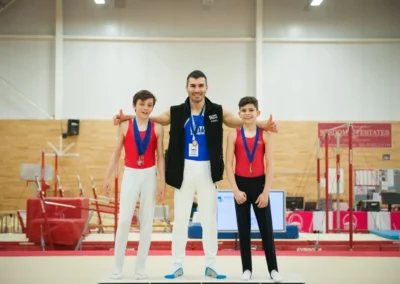 With his gymnasts Kiril (left) and Matthew (right) from the Elite Gymnastics Academy winning medals at the London Championships 2016