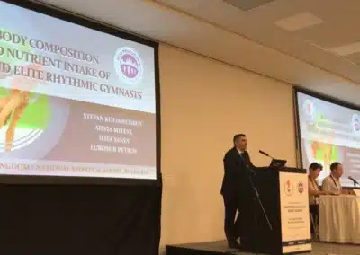 Dr Stefan Kolimechkov presenting sports science research at the ECSS Congress in the Czech Republic, 2019