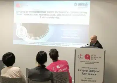 Dr Stefan Kolimechkov presenting research at the European College of Sport Science Congress in Scotland, 2024