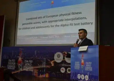 Dr Stefan Kolimechkov presenting research at the FIEP European Congress in Turkey, 2018