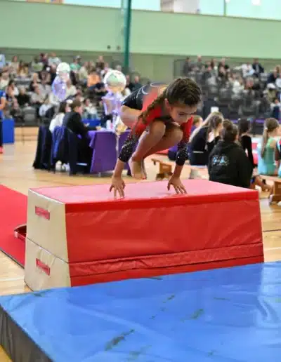 Jasmine performing her vault at the 2025 Essex Invitational.