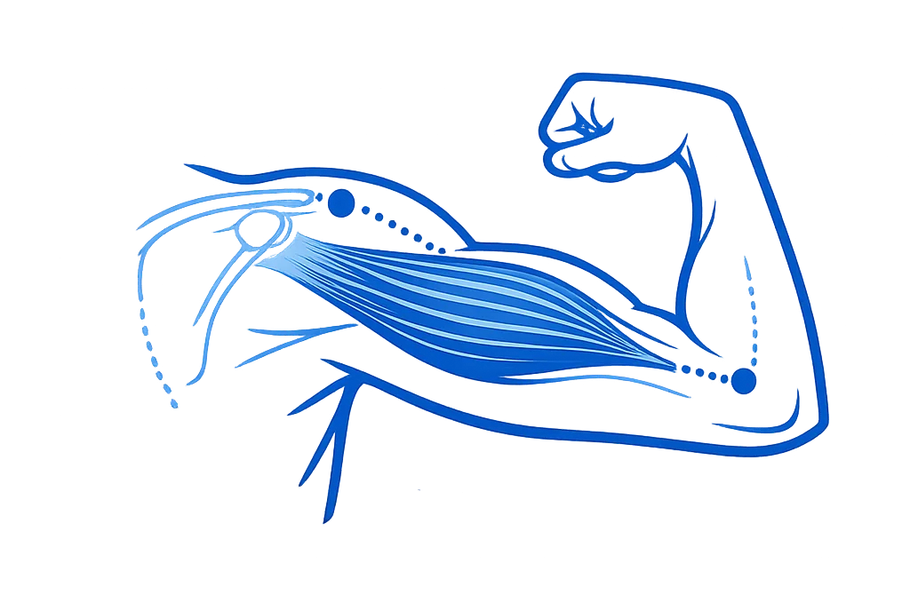Triceps brachii muscle anatomy showing straight-arm support strength in children’s gymnastics