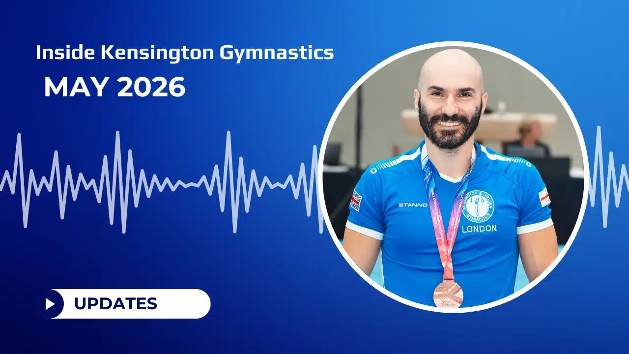 Inside Kensington Gymnastics May 2026 video update cover featuring Dr Stefan Kolimechkov
