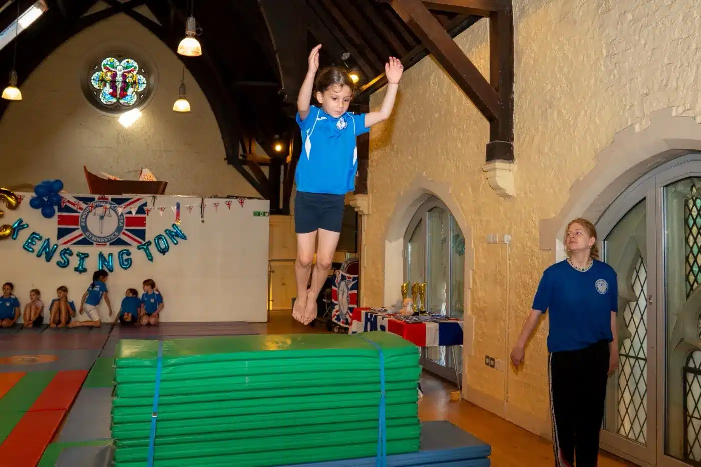 Sofia performing vault during gymnastics training at KCGA in Kensington