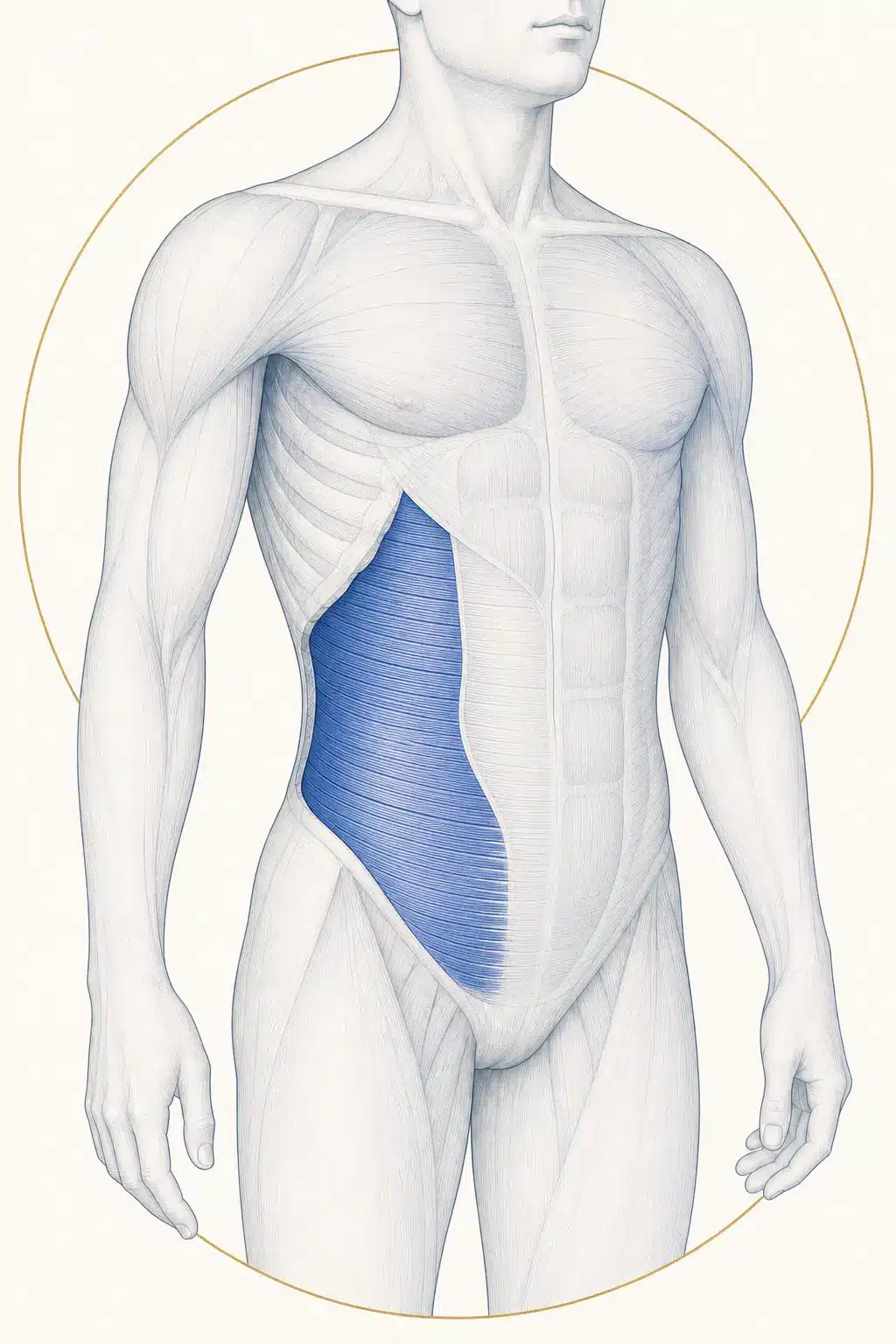 Layered anatomy illustration highlighting transversus abdominis