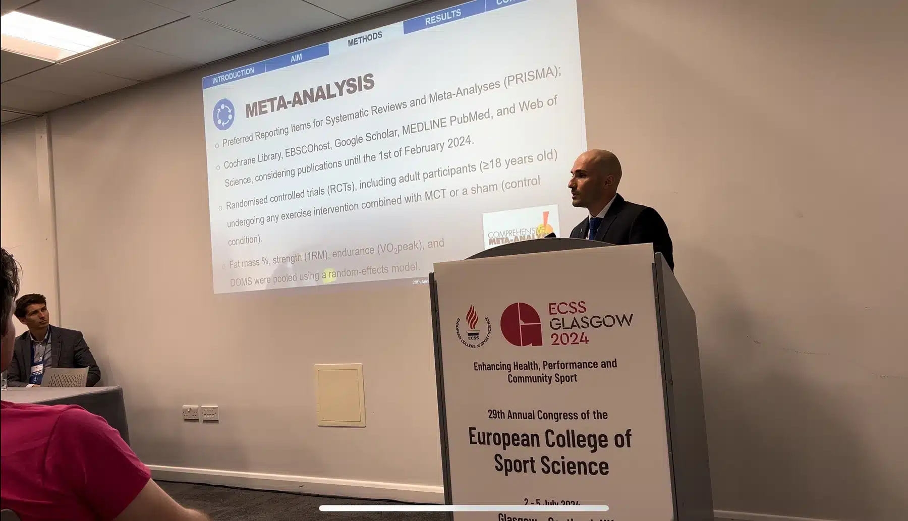 Stefan Kolimechkov delivering his podium presentation at ECSS Glasgow 2024