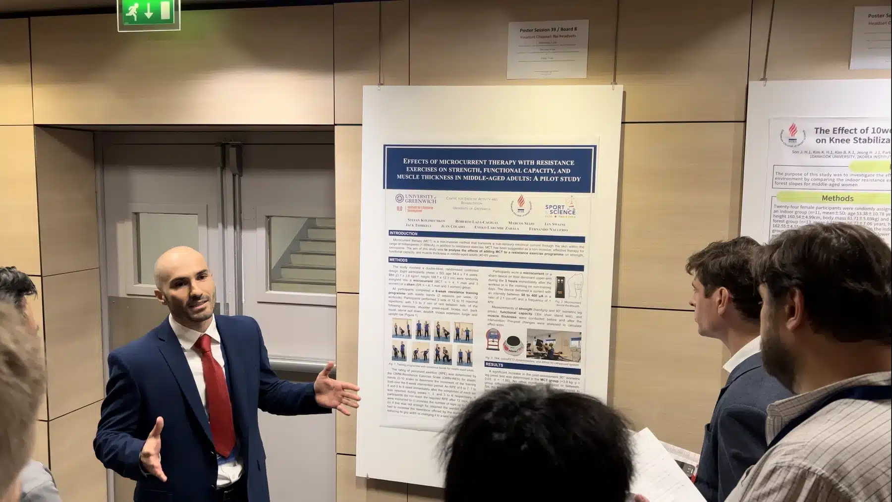 Stefan Kolimechkov discussing his poster at ECSS Paris 2023