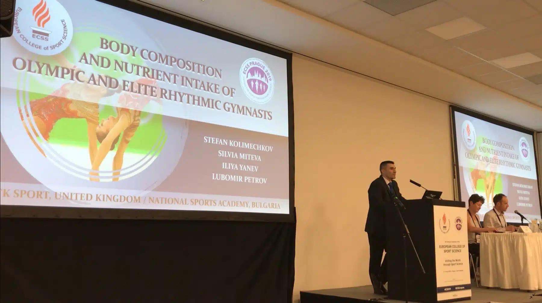 Stefan Kolimechkov delivering his first ECSS presentation in Prague in 2019
