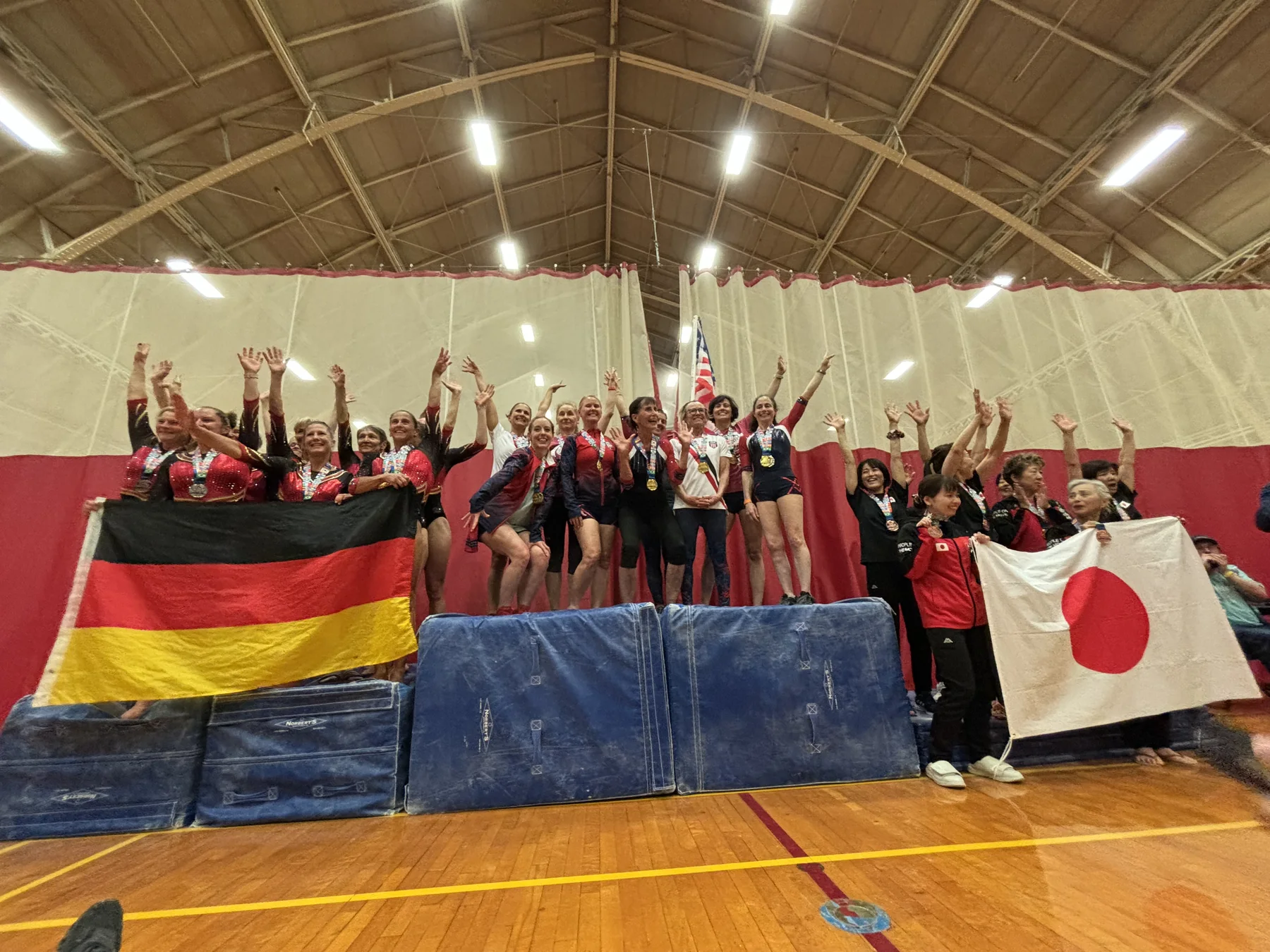 Women's Team Medal Presentation at the 2024 Masters Gymnastics World Cup in Cambridge, USA.