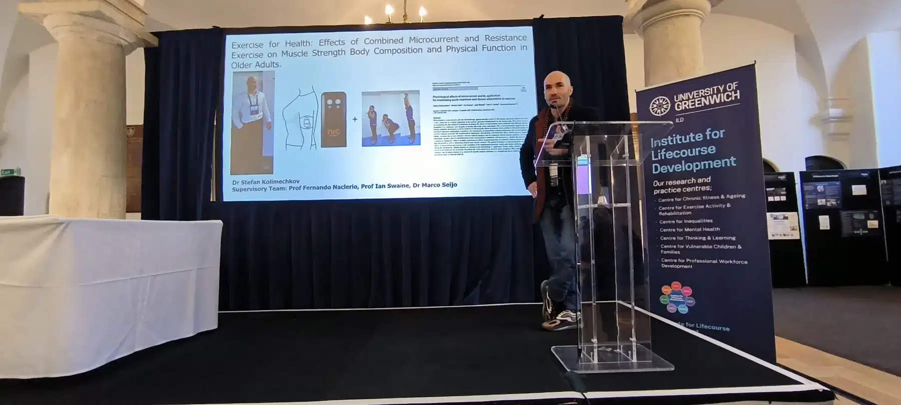 Dr Stefan Kolimechkov presenting a research project at a University of Greenwich Institute for Lifecourse Development event.